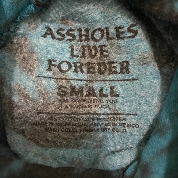 Assholes Lives Forever Tie Dye Cropped Hoodie Size S - Picture 5 of 5